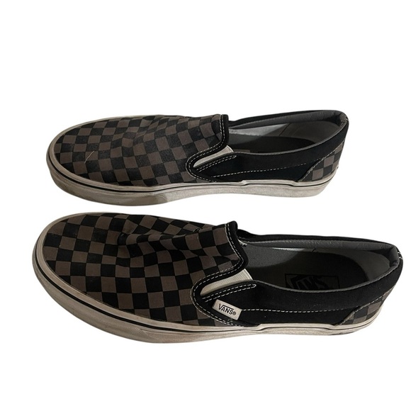 Vans Off The Wall Checkerboard Slip On Mens 10.5 Sneakers Black Gray - Picture 3 of 15